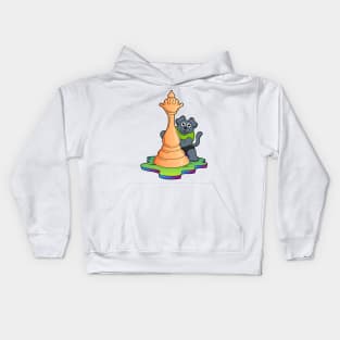 Dog at Chess with Chess piece Queen Kids Hoodie